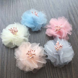 Maxbell 100 Pieces Fabric Chiffon Flower Shape Embellishment for DIY Hair Accessories Headband Crafts