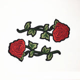 Maxbell 2 Pieces Red Rose Flower Embroidery Sew/Iron on Applique Patches for Garment Decoration