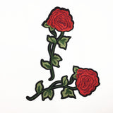 Maxbell 2 Pieces Red Rose Flower Embroidery Sew/Iron on Applique Patches for Garment Decoration