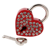 Maxbell Bling Diamante Love Heart Lock Travel Luggage Small Padlock Key Suitcase Red