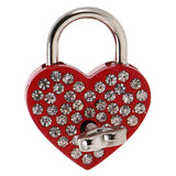 Maxbell Bling Diamante Love Heart Lock Travel Luggage Small Padlock Key Suitcase Red