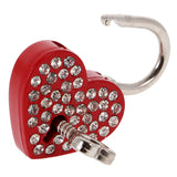 Maxbell Bling Diamante Love Heart Lock Travel Luggage Small Padlock Key Suitcase Red