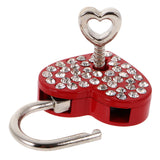 Maxbell Bling Diamante Love Heart Lock Travel Luggage Small Padlock Key Suitcase Red