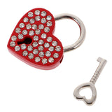 Maxbell Bling Diamante Love Heart Lock Travel Luggage Small Padlock Key Suitcase Red