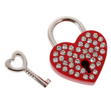 Maxbell Bling Diamante Love Heart Lock Travel Luggage Small Padlock Key Suitcase Red