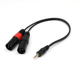 Maxbell 3.5 mm TRS to Dual XLR 3pin Male Splitter Patch Cable Pro Stereo Breakout Cable Converter Adapter 0.3m, 1 feet