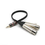 Maxbell 3.5mm (Mini) 1/8'' TRS Stereo Male to 2 Port Dual XLR Female Adapter Cable Cord Connecting for iPhone, iPad, or any 3.5mm Audio Output to a Powered Speaker