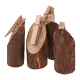 Maxbell 5Pcs Wooden Base Memo Photo Holder Card Paper Note Clip Wedding Place Holder