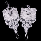 Maxbell Elegant Bridal Lace Bowknot Fingerless Glove with Ribbon Wedding Party Gloves White