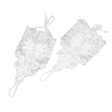 Maxbell Elegant Bridal Lace Bowknot Fingerless Glove with Ribbon Wedding Party Gloves White