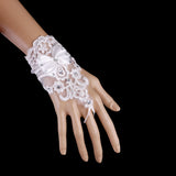 Maxbell Elegant Bridal Lace Bowknot Fingerless Glove with Ribbon Wedding Party Gloves White
