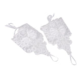 Maxbell Elegant Bridal Lace Bowknot Fingerless Glove with Ribbon Wedding Party Gloves White
