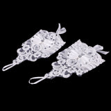 Maxbell Elegant Bridal Lace Bowknot Fingerless Glove with Ribbon Wedding Party Gloves White