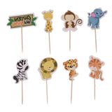 Maxbell 24 Pieces Zoo Wild Animal Monkey Zebra Lion Cupcake Toppers Cake Picks Decorations Wedding Baby Shower Favors Party Supply