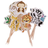 Maxbell 24 Pieces Zoo Wild Animal Monkey Zebra Lion Cupcake Toppers Cake Picks Decorations Wedding Baby Shower Favors Party Supply