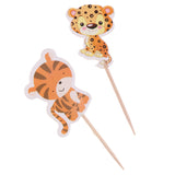 Maxbell 24 Pieces Zoo Wild Animal Monkey Zebra Lion Cupcake Toppers Cake Picks Decorations Wedding Baby Shower Favors Party Supply