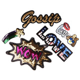 Maxbell 5pcs Mixed Shape Sequins Sew On Patch Badge Embroidered Cloth Fabric Applique DIY