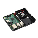 Maxbell ABS Protective Case Box with Cooling Fan for Raspberry Pi 3 Model B Black