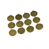 Maxbell 12 Pieces/ Set Zodiac Constellation Blank Round Bezel Setting Base Charm Cabochon DIY 25 mm or 1'' Resin Gemstone Photo Base