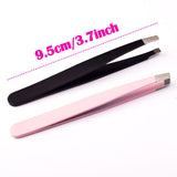 Maxbell 2pcs Durable Stainless Steel Tweezer Precision Eyebrow Hair Remover Tools Set Comestic  for Women