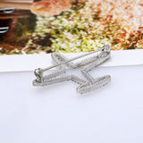 Maxbell Crystal Rhinestone Hollow Airplane Brooch Pins Suit Clothes Clips Lapel Pin