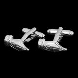 Maxbell Silver Tone Pen Nib Quill Fountain Pen Cufflinks Mens Shirt Jewelry Modern Cuff Button Writer Wedding Fancy Gift