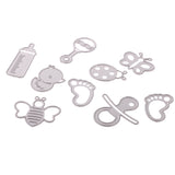 Maxbell Set of 9 Baby Accessories Metal Cutting Dies Stencil Scrapbooking Paper Card Embossing