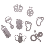 Maxbell Set of 9 Baby Accessories Metal Cutting Dies Stencil Scrapbooking Paper Card Embossing