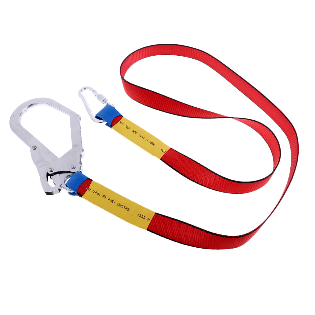 Maxbell Outdoor Climbing Construction Fall Protection Harness Belt Safe Lanyard with Carabiner + 21cm Large Hook