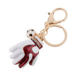 Maxbell Fashion Rhinestone Crystal White Football Goalkeeper Glove Charm Purse Bag Key Ring Keychain Keyfob