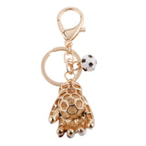 Maxbell Fashion Rhinestone Crystal White Football Goalkeeper Glove Charm Purse Bag Key Ring Keychain Keyfob