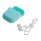 Maxbell Silicone Protective Cover Case + Anti Lost Ear Loop Cable Connector for Apple AirPods Charging Box Teal