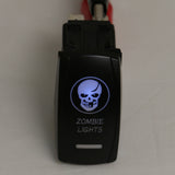 Maxbell Waterproof Blue Skull Zombie Lights LED Backlit Rocker Switch for SUV 4WD Car Boat