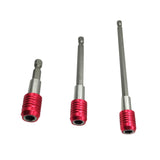 Maxbell 3pcs 1/4 Hex Quick Release Screwdriver Self-locking Extension Bit Holder-Red