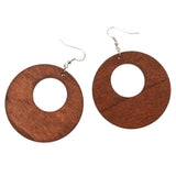 Maxbell Boho Fashion Wooden Drop Dangle Hook Earrings Beach DIY Jewelry Brown 50mm