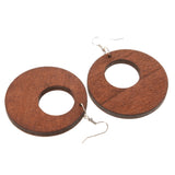 Maxbell Boho Fashion Wooden Drop Dangle Hook Earrings Beach DIY Jewelry Brown 50mm