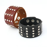 Maxbell Genuine Leather Cuff Silver Studs Bracelet Leather Wide Steampunk Bangle Jewelry