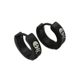 Maxbell Vintage Black Stainless Steel Punk Skull Pattern Ear Clip Stud Earrings for Men Gifts