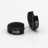 Maxbell Vintage Black Stainless Steel Punk Skull Pattern Ear Clip Stud Earrings for Men Gifts