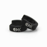 Maxbell Vintage Black Stainless Steel Punk Skull Pattern Ear Clip Stud Earrings for Men Gifts