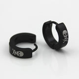 Maxbell Vintage Black Stainless Steel Punk Skull Pattern Ear Clip Stud Earrings for Men Gifts