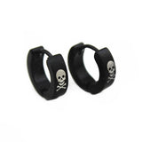Maxbell Vintage Black Stainless Steel Punk Skull Pattern Ear Clip Stud Earrings for Men Gifts