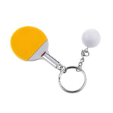 Maxbell Mini Yellow Table Tennis w/ Ball Charm Pendant Purse Bag Sports Keyring Keychain Gift