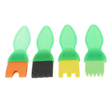 Maxbell 4 Pieces Sponge Paint Brush Seal Sponge Brush Plastic Handle Kids Painting Tool