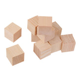 Maxbell 24 Pieces Natural Wooden Shapes Unfinished Cube Blocks Embellishments for Crafts Scrapbooking 30mm