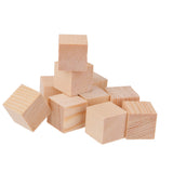 Maxbell 24 Pieces Natural Wooden Shapes Unfinished Cube Blocks Embellishments for Crafts Scrapbooking 30mm