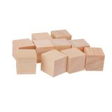 Maxbell 24 Pieces Natural Wooden Shapes Unfinished Cube Blocks Embellishments for Crafts Scrapbooking 30mm