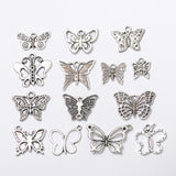 Maxbell 14 Piece Vintage Assorted Silver Butterfly Shape Pendant Charms Jewelry Making Findings Accessories