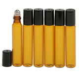 Maxbell 6pcs 10ml Mini Refillable Empty Glass Roll On Bottles for Travel Essential Oils Perfume Cosmetic Makeup Essence -  Light Brown / Steel Ball