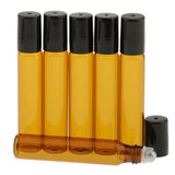 Maxbell 6pcs 10ml Mini Refillable Empty Glass Roll On Bottles for Travel Essential Oils Perfume Cosmetic Makeup Essence -  Light Brown / Steel Ball